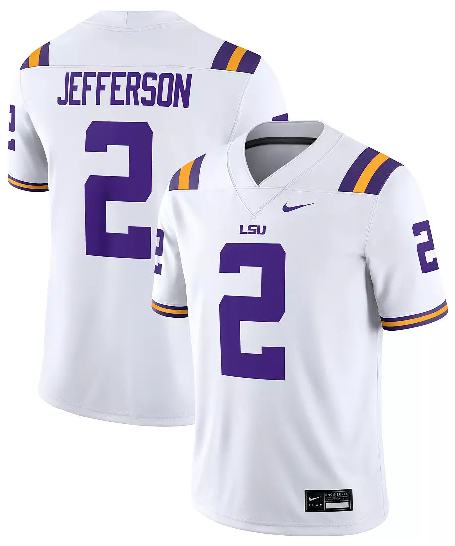 LSU Tigers Justin Jefferson #2 White Jersey