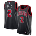 Lonzo Ball Chicago Bulls #2 Black Pinstripe Jersey